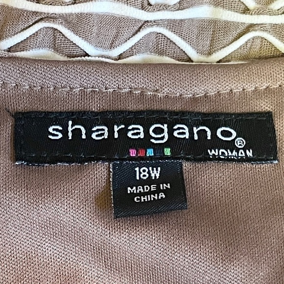 Sharagano 18W Taupe White Textured Stripe Stretch Sheath Dress Plus Size Lined - Picture 8 of 10